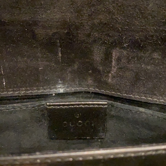 Black patent sparkle leather Gucci clutch - Picture 4 of 7